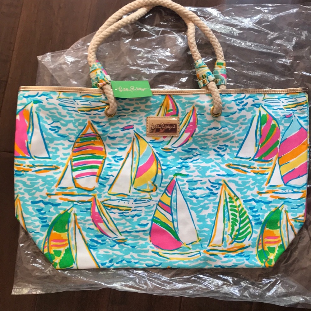 Lilly Pulitzer “You Gotta Regatta” Shoreline Canvas Beach Tote